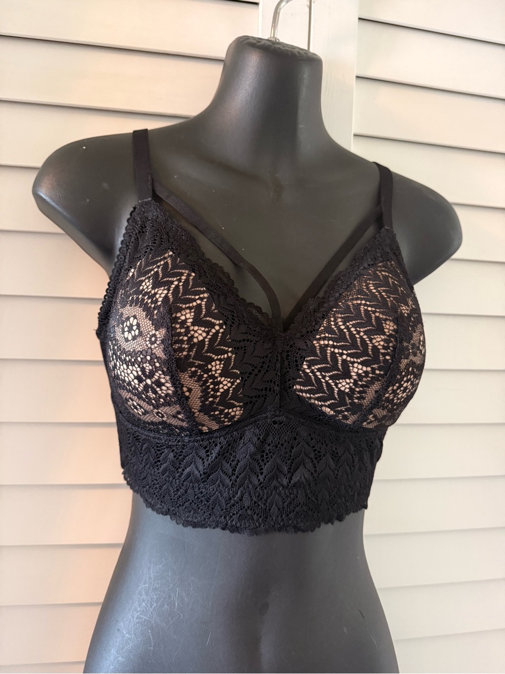 Parfait Mia Black Wire Free Lace Strapy Long Bralette Bra Size 34D - Picture 5 of 13